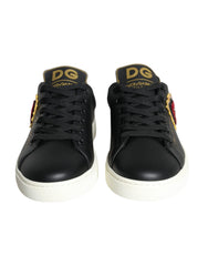 Dolce & Gabbana Black Portofino Sacred Heart Sneakers Shoes