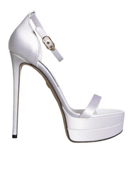 Dolce & Gabbana White Keira Satin Ankle Strap Sandals Shoes