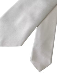 Dolce & Gabbana White Satin Silk Adjustable Men Tie