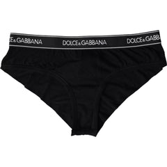 Dolce & Gabbana Black Modal Stretch Branded Logo Underwear