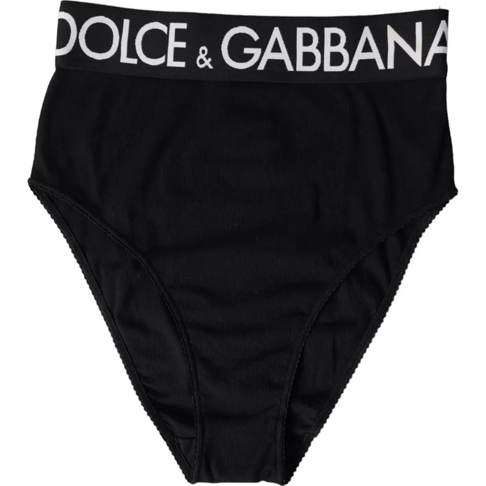 Dolce & Gabbana Black Cotton Stretch Branded Logo Underwear