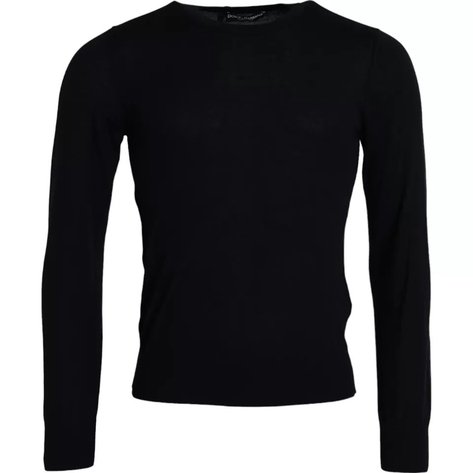 Dolce & Gabbana Black Cashmere Crew Neck Pullover Sweater