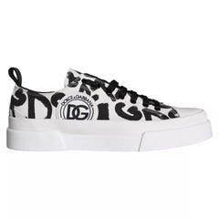 Dolce & Gabbana Black White Canvas Low Top Sneakers Men Shoes