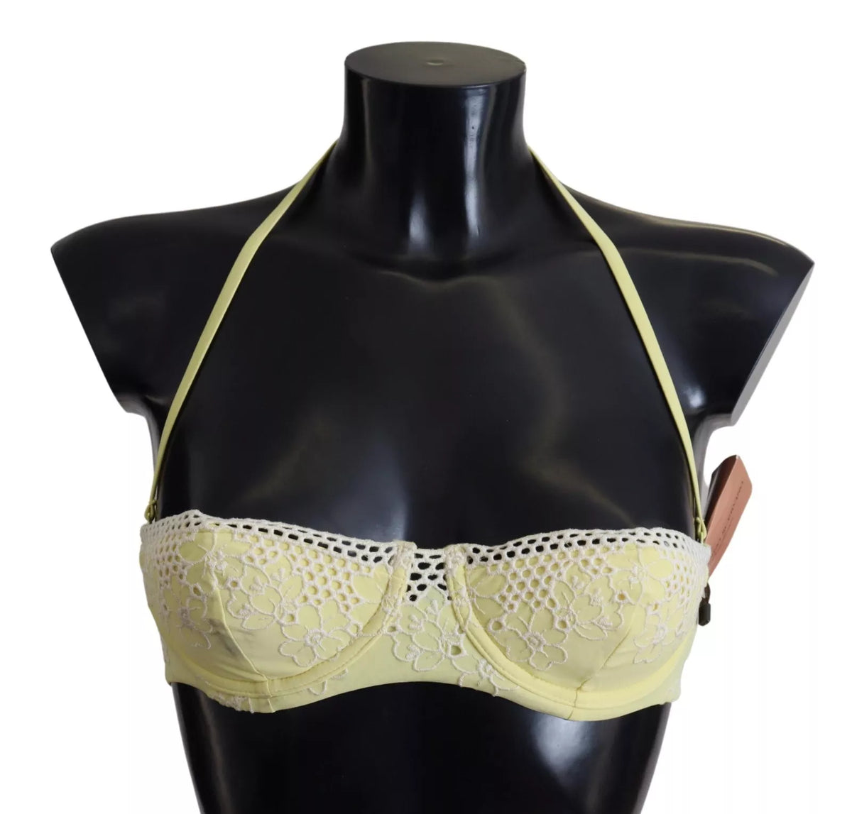 Ermanno Scervino Yellow Floral Halter Balconette Swimwear