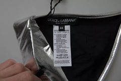 Dolce & Gabbana Silver Polyester Sleeveless Bustier Crop Top