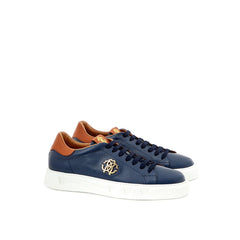 Roberto Cavalli Blue Leather Sneaker