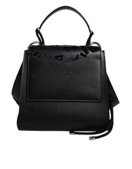 Patrizia Pepe Black Leather Crossbody Strap Top Handle Bag