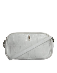 Aniye By White Croc Print Leather Crossbody Sling Bag