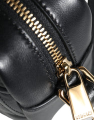 Versace Black Quilted Lamb Leather Camera Case Shoulder Bag