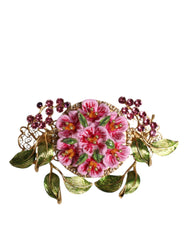 Dolce & Gabbana Gold Tone Brass Crystal Floral Hair Clip