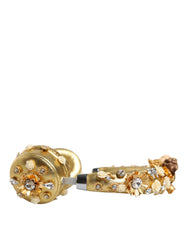 Dolce & Gabbana Gold Leather Floral Crystal Angel Headset Headphones