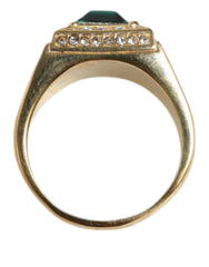 Dolce & Gabbana Gold Plated 925 Silver Green Crystal Ring