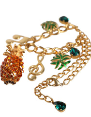 Dolce & Gabbana Gold Tone Brass Chain Pineapple Crystal Musical Necklace