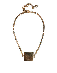 Dolce & Gabbana Gold Brass Chain Logo Sicily Pendant Necklace