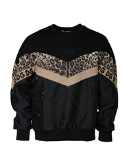 Dolce & Gabbana Black Leopard Crew Neck Sweatshirt Sweater