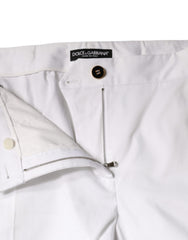 Dolce & Gabbana White Cotton Mid Waist Tapered Denim Jeans