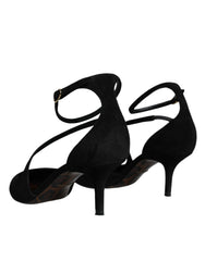 Dolce & Gabbana Black Suede Ankle Strap Pumps Heels Shoes