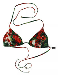 Dolce & Gabbana Multicolor Geranium Halter Beachwear Bikini Top