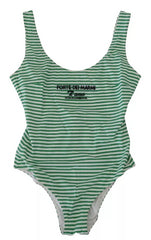 Dolce & Gabbana White Green Stripes One Piece Beachwear Swimwear