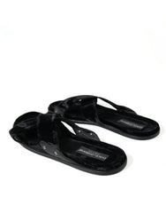 Dolce & Gabbana Elegant Black Cross Strap Slide Sandals