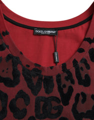 Dolce & Gabbana Red Leopard Print Sleeveless Tank T-shirt