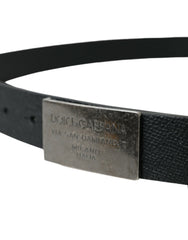 Dolce & Gabbana Elegant Black Calf Leather Belt with Metal Buckle