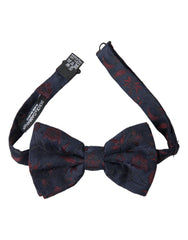 Dolce & Gabbana Blue Floral Brocade Adjustable Neck Men Bow Tie