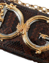 Dolce & Gabbana Brown Python Leather DG Girls Crossbody Phone Bag