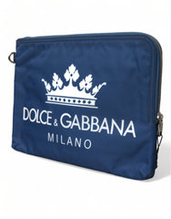 Dolce & Gabbana Elegant Blue Nylon Zipped Clutch