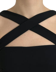 Dolce & Gabbana Elegant Black Sheath Halter Midi Dress