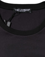 Dolce & Gabbana Black Cotton Logo Print Round Neck T-shirt