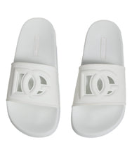 Dolce & Gabbana White Rubber Slides Sandals Beachwear Shoes