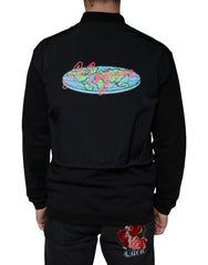 MSGM Black Cotton Full Zip Bomber Long Sleeves Jacket