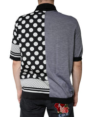 Dolce & Gabbana Black White Polka Dot Collared Polo T-shirt