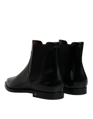 Dolce & Gabbana Black Leather Chelsea Men Ankle Boots Shoes