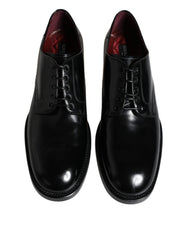 Dolce & Gabbana Black Leather Lace Up Men Derby Formal Shoes