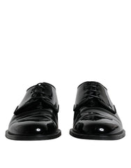 Dolce & Gabbana Black Leather Lace Up Men Derby Formal Shoes