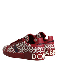 Dolce & Gabbana White Red Leather DG Mania Sneakers Shoes