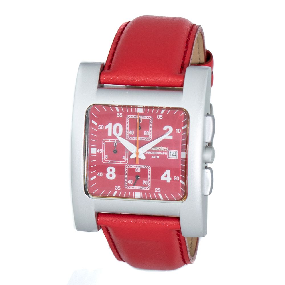 Chronotech Red Leather Watch