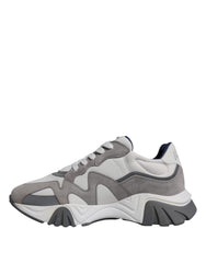 Versace Grey Leather Neoprene Chunky Low Top Squalo Sneakers Shoes