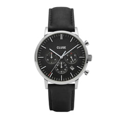 Cluse Black Leather Watch