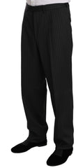 Z ZEGNA Elegant Black Striped Wool Suit