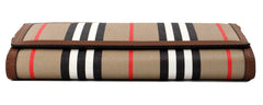 Burberry Hannah Icon Stripe Archive Tan E-Canvas Leather Wallet Crossbody Bag