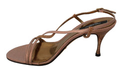 Dolce & Gabbana Chic Ankle Strap Sandals in Pink and Brown