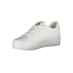 Calvin Klein Sleek White Lace-Up Sneakers with Contrast Detail