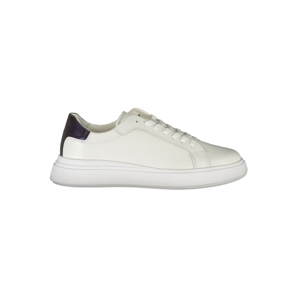 Calvin Klein Sleek White Contrast Lace-Up Sneakers