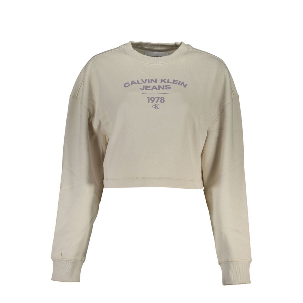 Calvin Klein Beige Crew Neck Fleece Sweatshirt