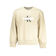 Calvin Klein Beige Crew Neck Fleece Sweatshirt