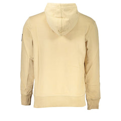 Calvin Klein Beige Brushed Cotton Hoodie with Central Pocket
