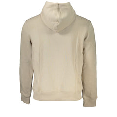 Calvin Klein Beige Fleece Hooded Sweatshirt with Logo Embroidery